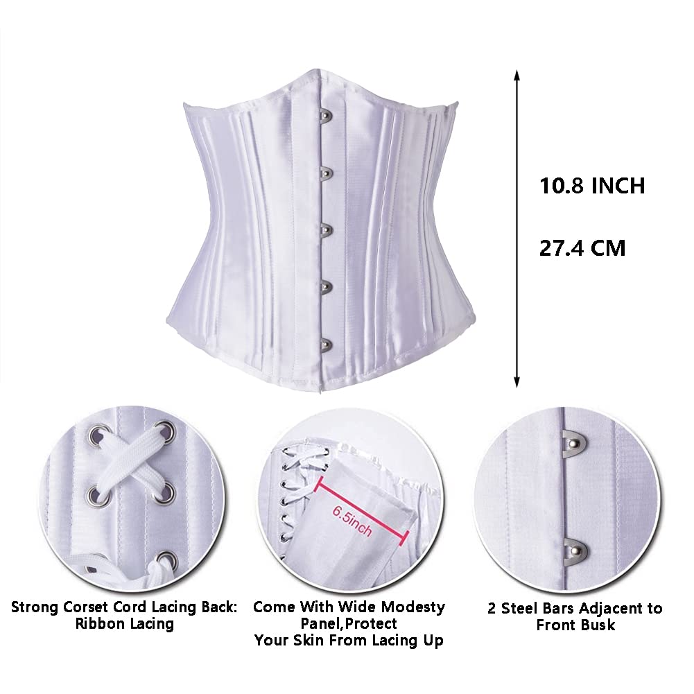 Women Heavy Spiral 26 Steel Boned Underbust Corset Satin Heavy Duty Waist Training Shaper Cincher