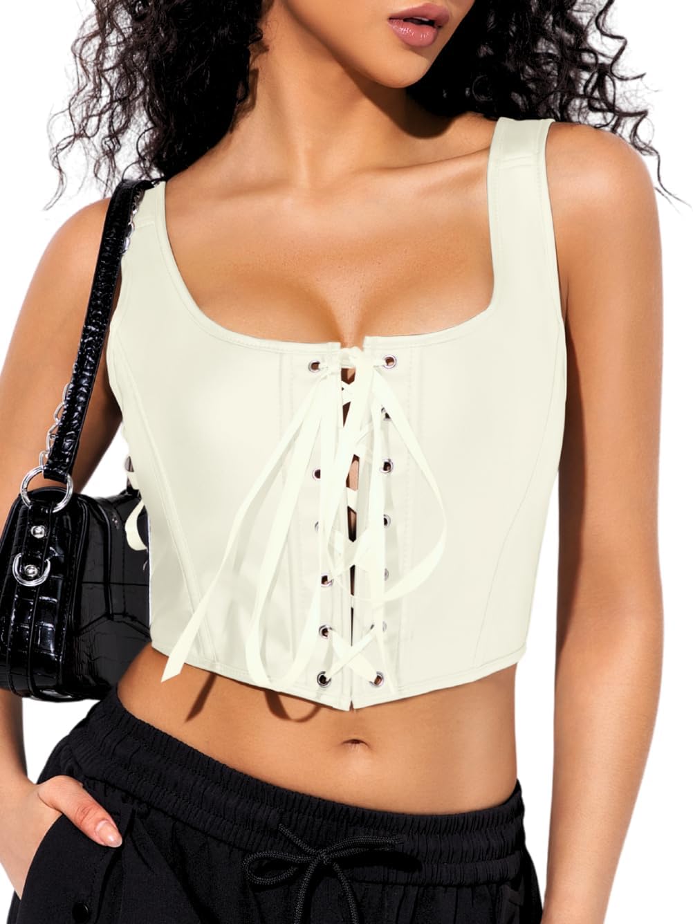 Renaissance Corsets Leather, Lace Up Overbust, S-6XL Sexy Tops