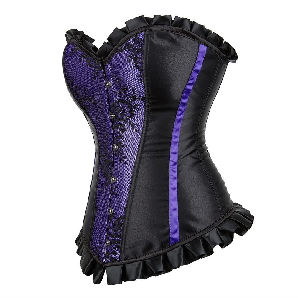 Grebrafan Womens Corsets Floral Lace Overlay Corset Bustier Top