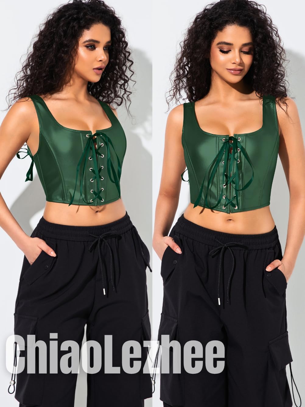 Renaissance Corsets Leather, Lace Up Overbust, S-6XL Sexy Tops