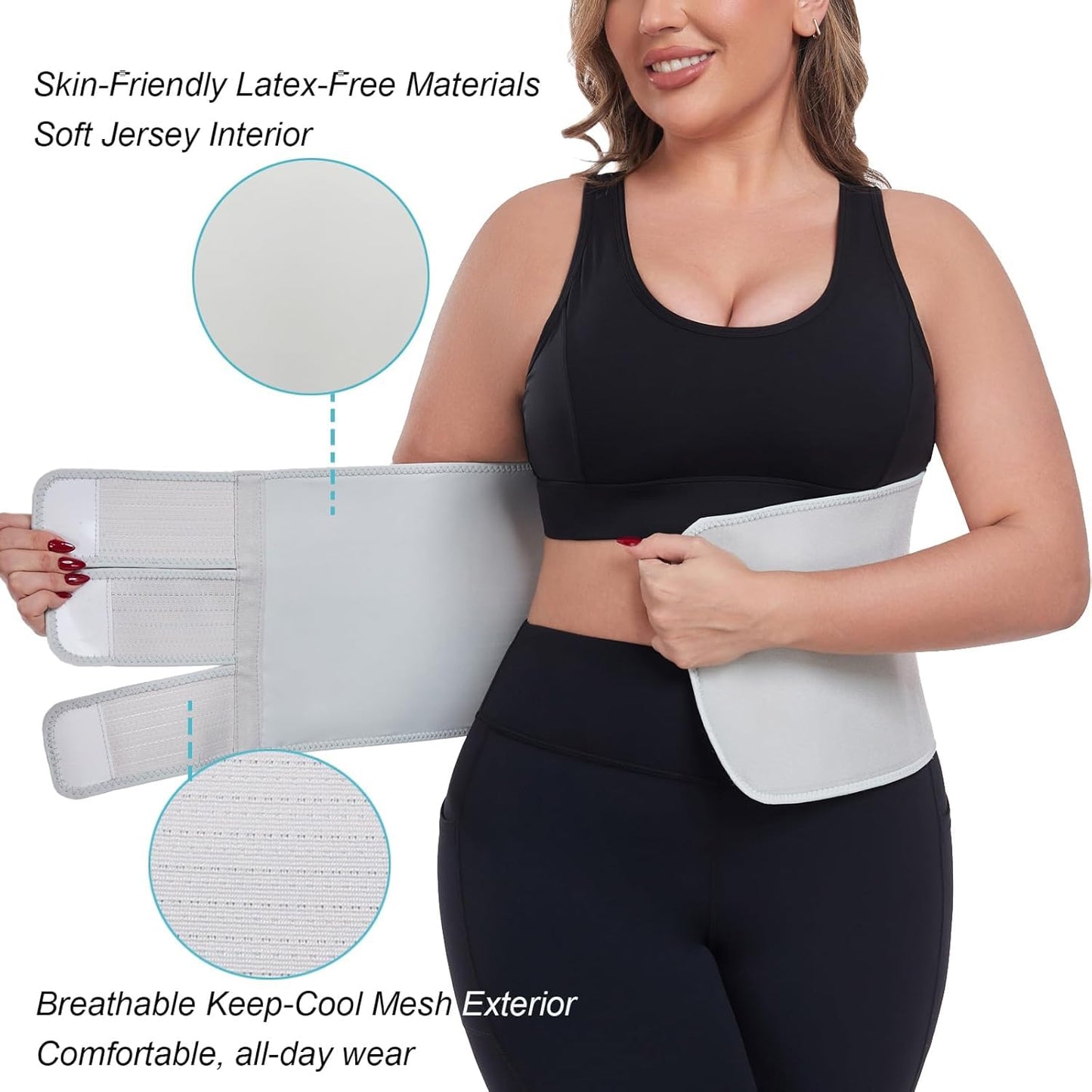 Postpartum Recovery Abdominal Binder Belly Band for Natural Delivery & C-Section Recovery, 9" High Compression Wrap