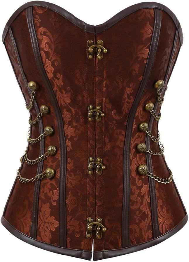 Kranchungel Corsets for Women Plus Size Faux Leather Steampunk Corset Top Zipper Bustier