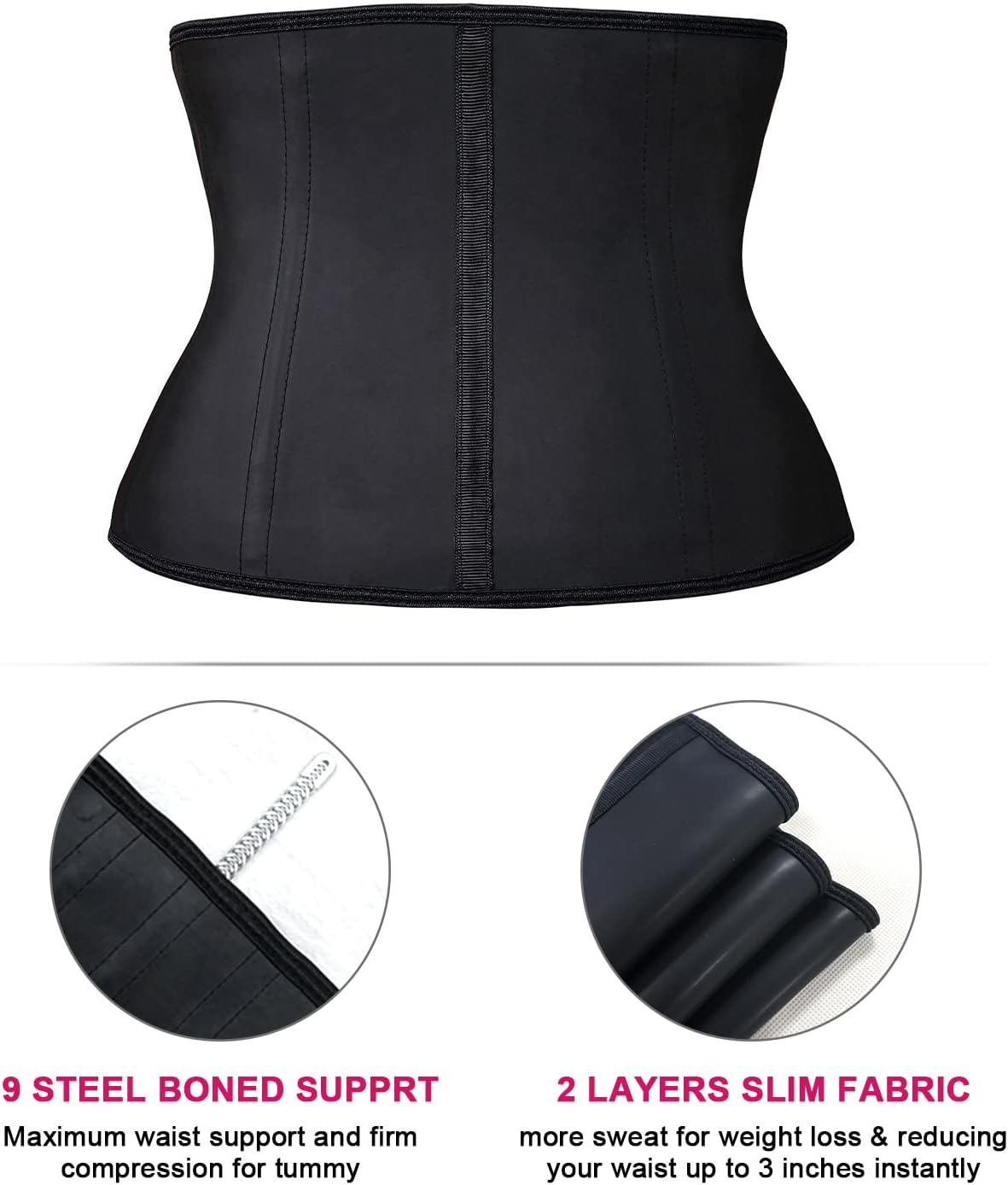 YIANNA Waist Trainer for Women Latex Underbust Waist Cincher Corset Sport Girdle Hourglass Body Shaper
