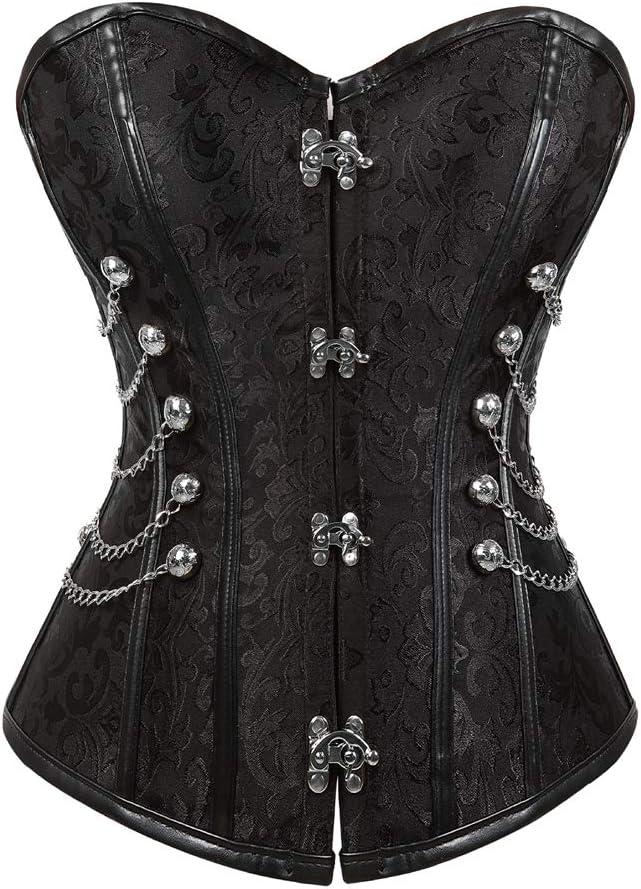 Kranchungel Corsets for Women Plus Size Faux Leather Steampunk Corset Top Zipper Bustier