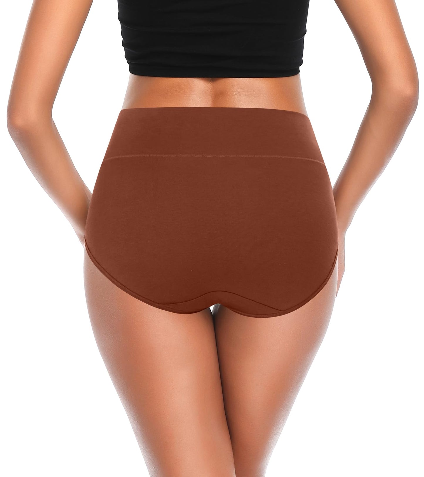 ASIMOON Tummy Control High Waisted Underwear for Women Cotton Plus Size Full Coverage Panties Ladies Briefs