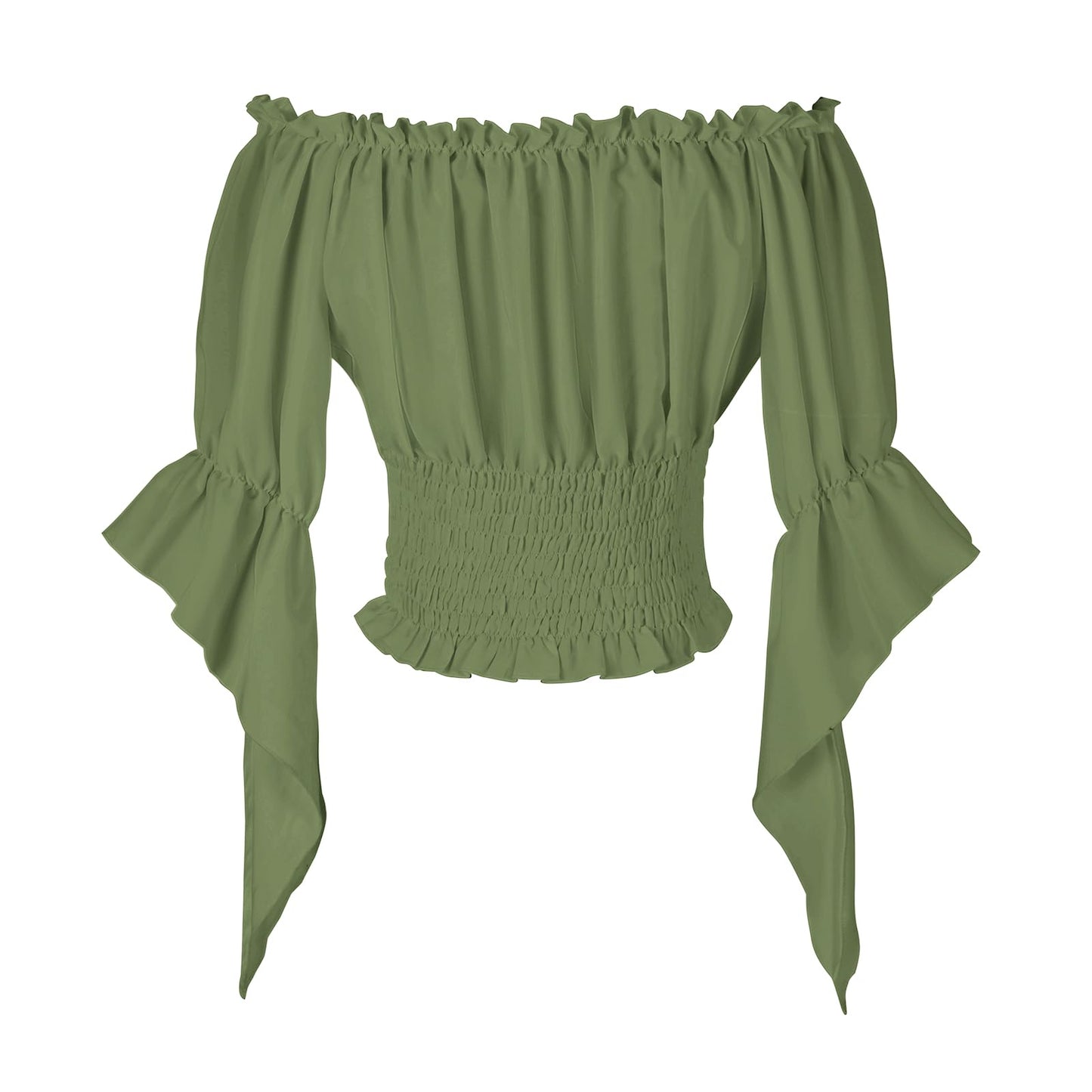 Womens Renaissance Peasant Blouse Off Shoulder Trumpet Sleeve Tops
