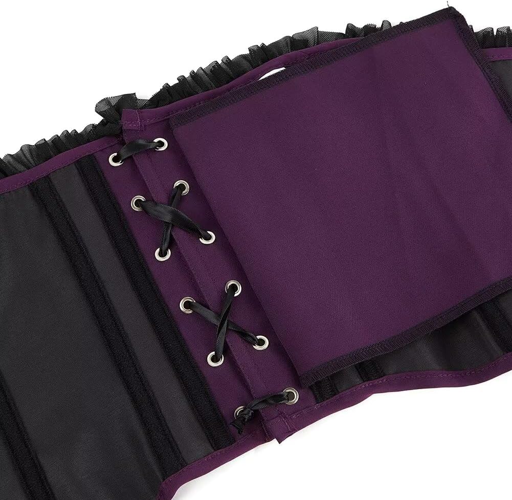 Jutrisujo Underbust Corset Top Bustier Women Lace up Boned Gothic Waist Trainer Fashion Plus Size