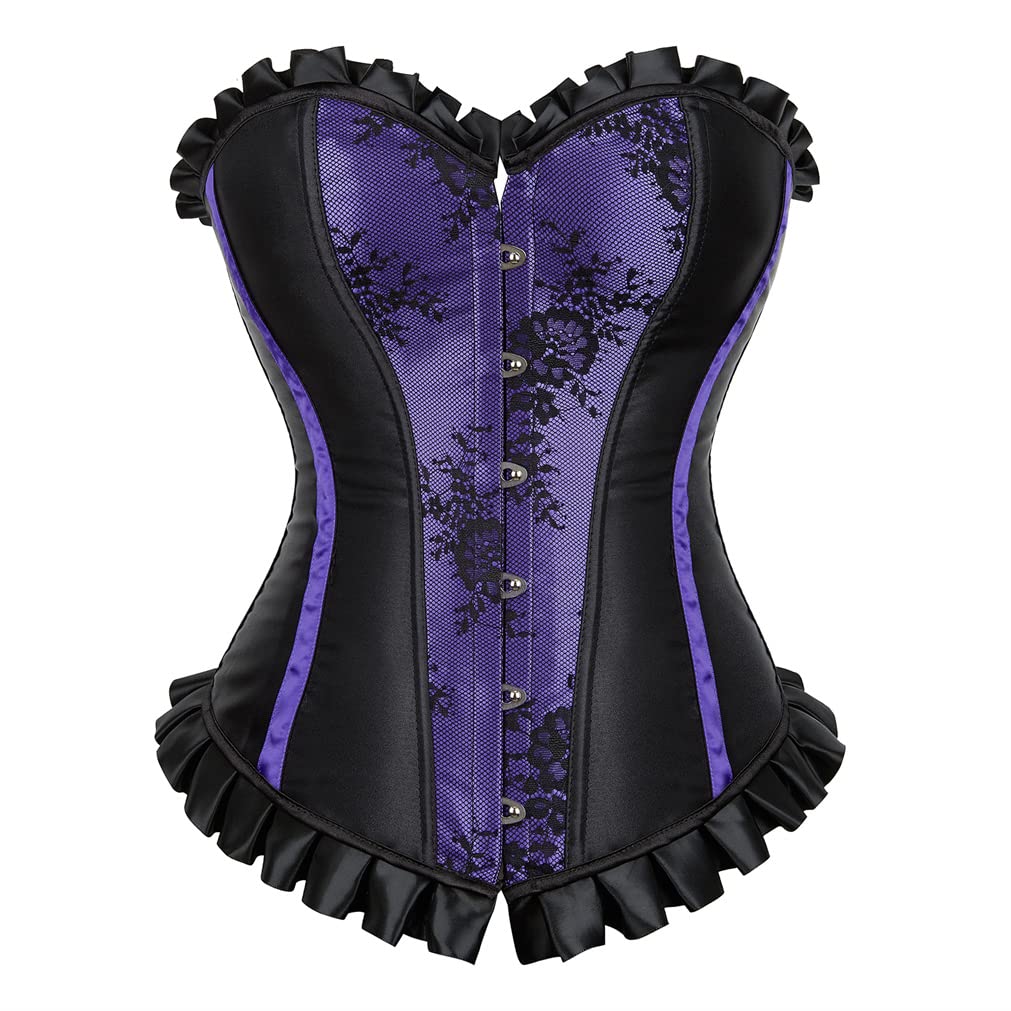 Grebrafan Womens Corsets Floral Lace Overlay Corset Bustier Top