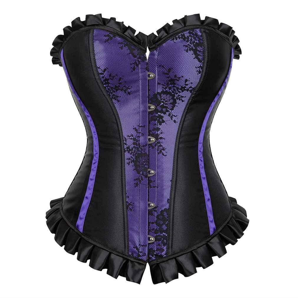 Grebrafan Womens Corsets Floral Lace Overlay Corset Bustier Top