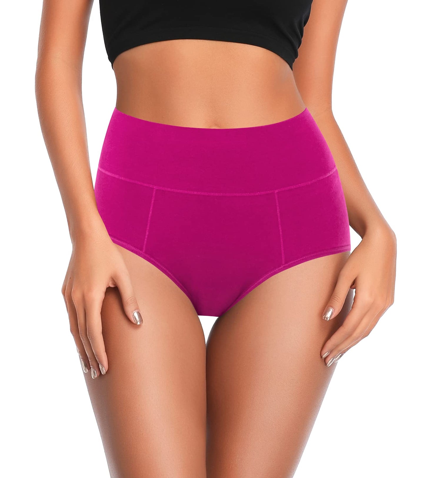 ASIMOON Tummy Control High Waisted Underwear for Women Cotton Plus Size Full Coverage Panties Ladies Briefs