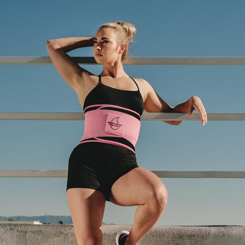 Sports Research® Sweet Sweat Waist Trimmer - Premium Sweat Enhancing Fitness Belt for Women & Men - 5 Adjustable Sizes