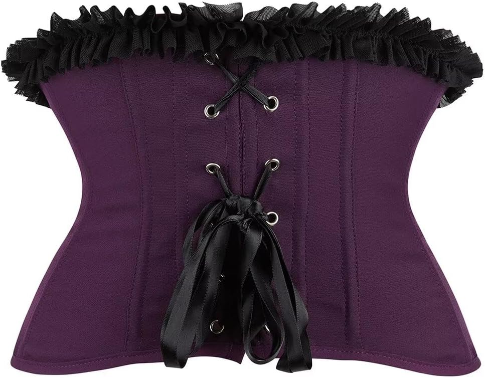 Jutrisujo Underbust Corset Top Bustier Women Lace up Boned Gothic Waist Trainer Fashion Plus Size