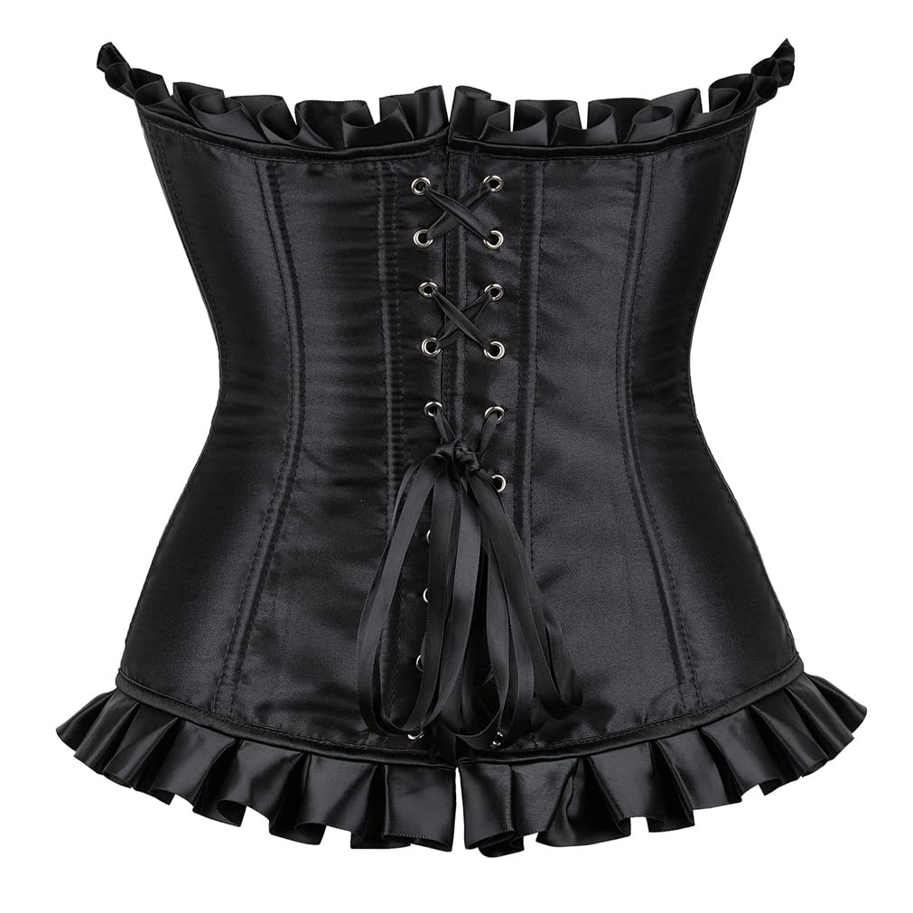 Grebrafan Womens Corsets Floral Lace Overlay Corset Bustier Top