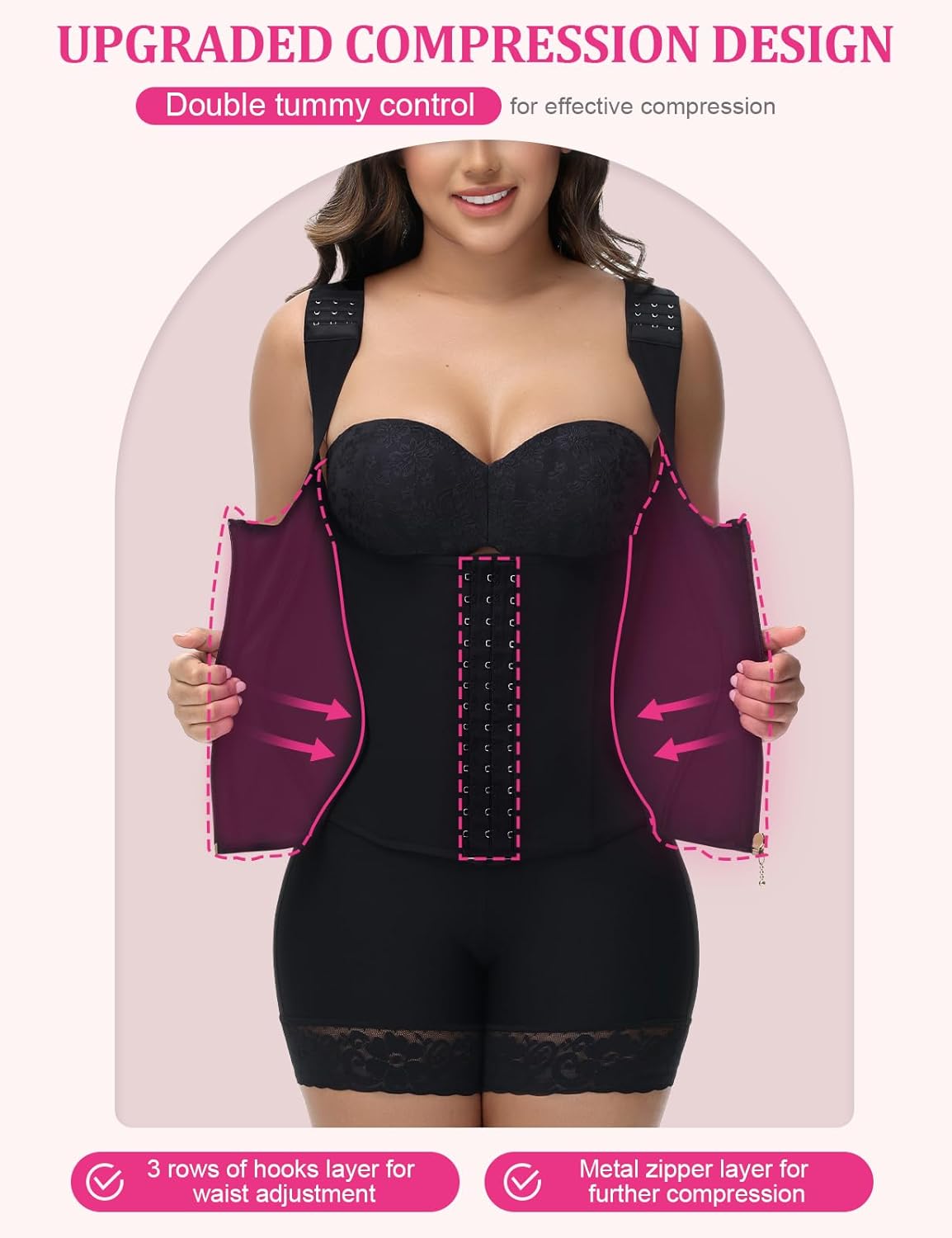 SHAPSHE Waist Trainer for Women Tummy Control Corset Sport Workout Body Shaper Compression Vest for Postpartum Gym with strap