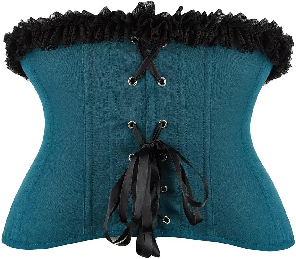 Jutrisujo Underbust Corset Top Bustier Women Lace up Boned Gothic Waist Trainer Fashion Plus Size