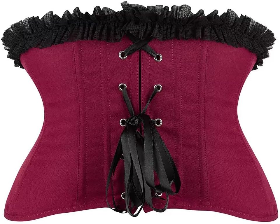 Jutrisujo Underbust Corset Top Bustier Women Lace up Boned Gothic Waist Trainer Fashion Plus Size