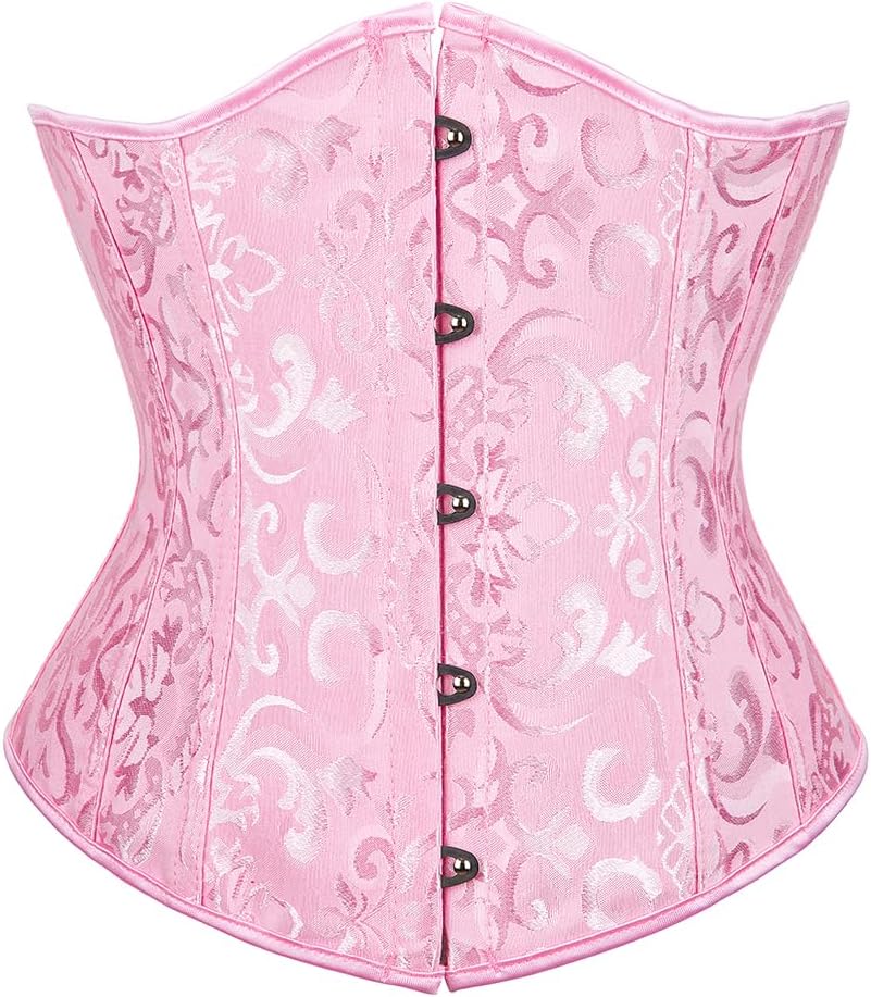 Zhitunemi Women's Lace Up Boned Jacquard Brocade Waist Training Underbust Corset
