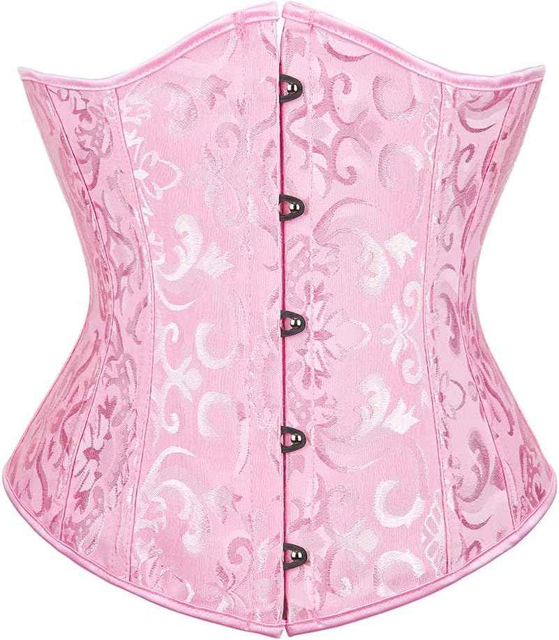 Zhitunemi Women's Lace Up Boned Jacquard Brocade Waist Training Underbust Corset