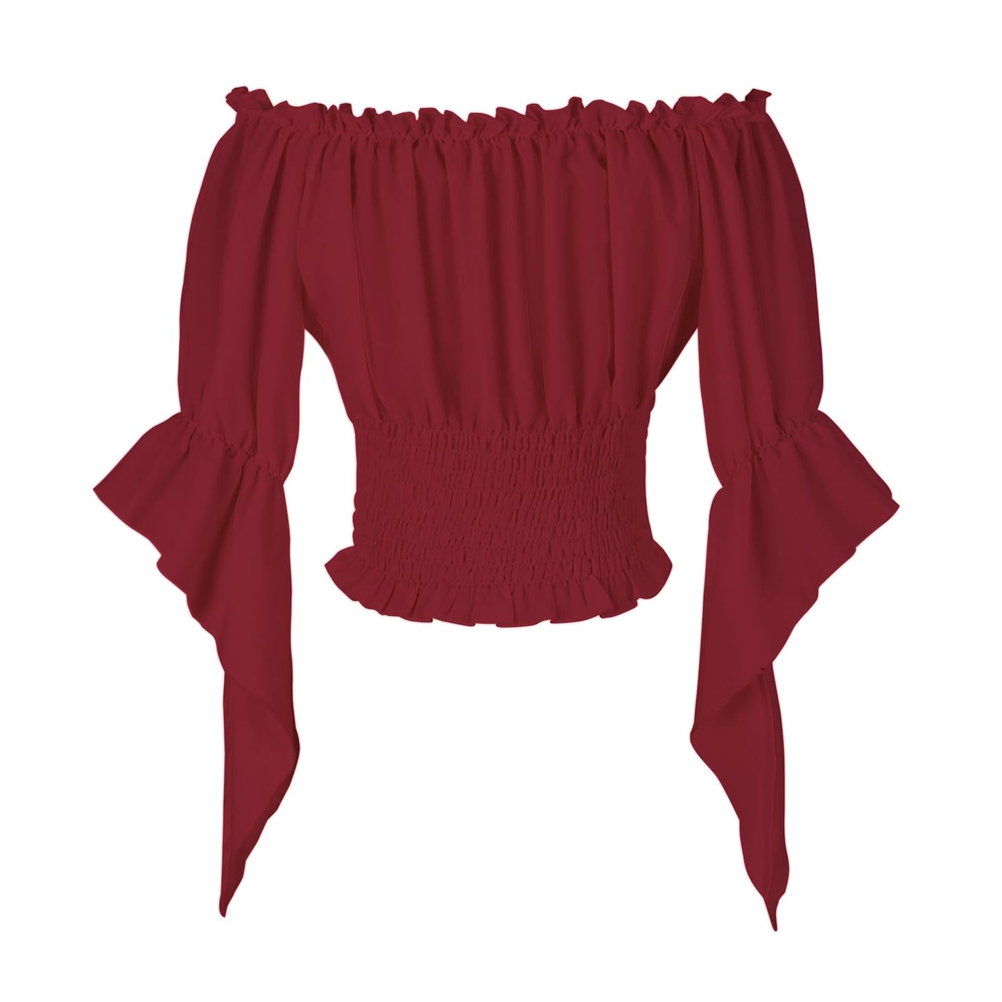 Womens Renaissance Peasant Blouse Off Shoulder Trumpet Sleeve Tops