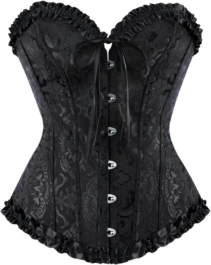 Zhitunemi Black Corset Top for Women Pirate Corsets Shapewear Steampunk Corset Overbust