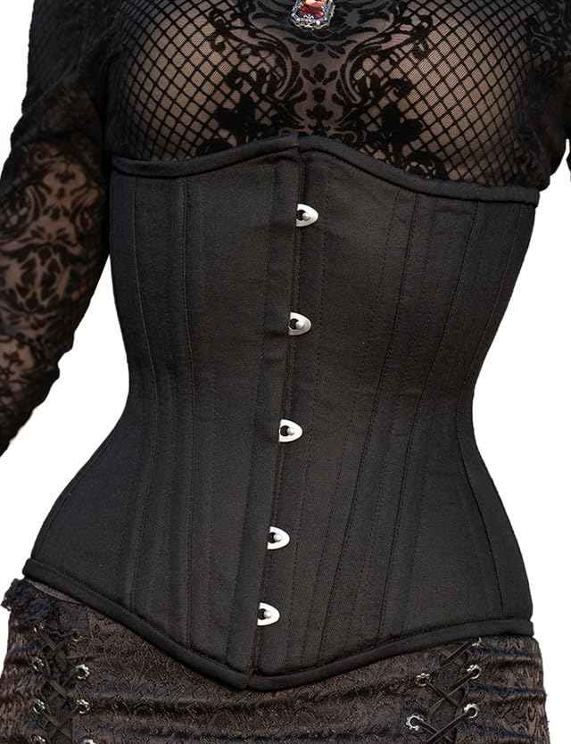 SLIMX Black Corset Underbust Long Torso Steel Boned Waist Trainer for Women Plus Size Heavy Duty Open Cup Corset Hourglass