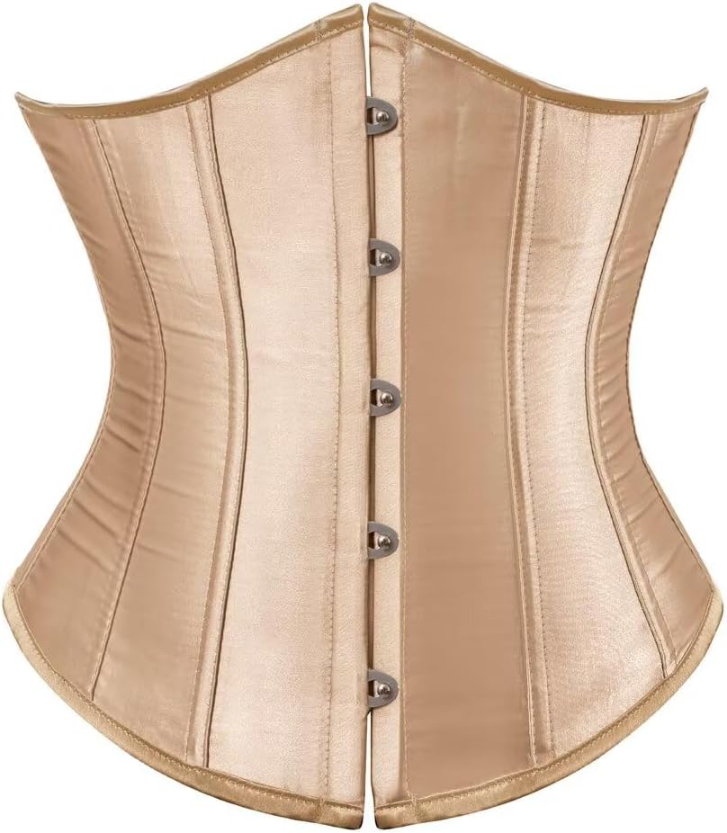Jutrisujo Corset Underbust Lace up Boned Brocade Waist Training Plus Size