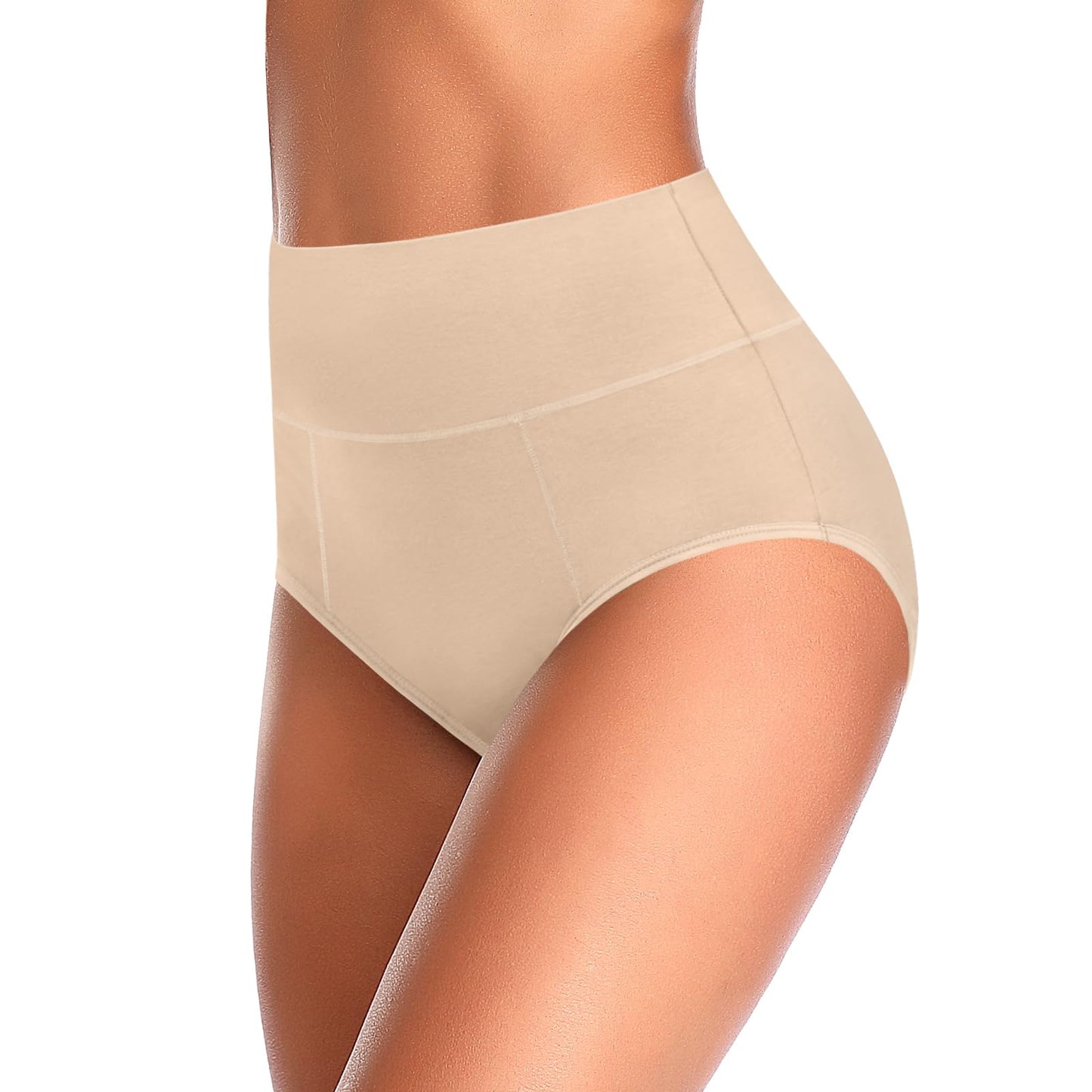 ASIMOON Tummy Control High Waisted Underwear for Women Cotton Plus Size Full Coverage Panties Ladies Briefs