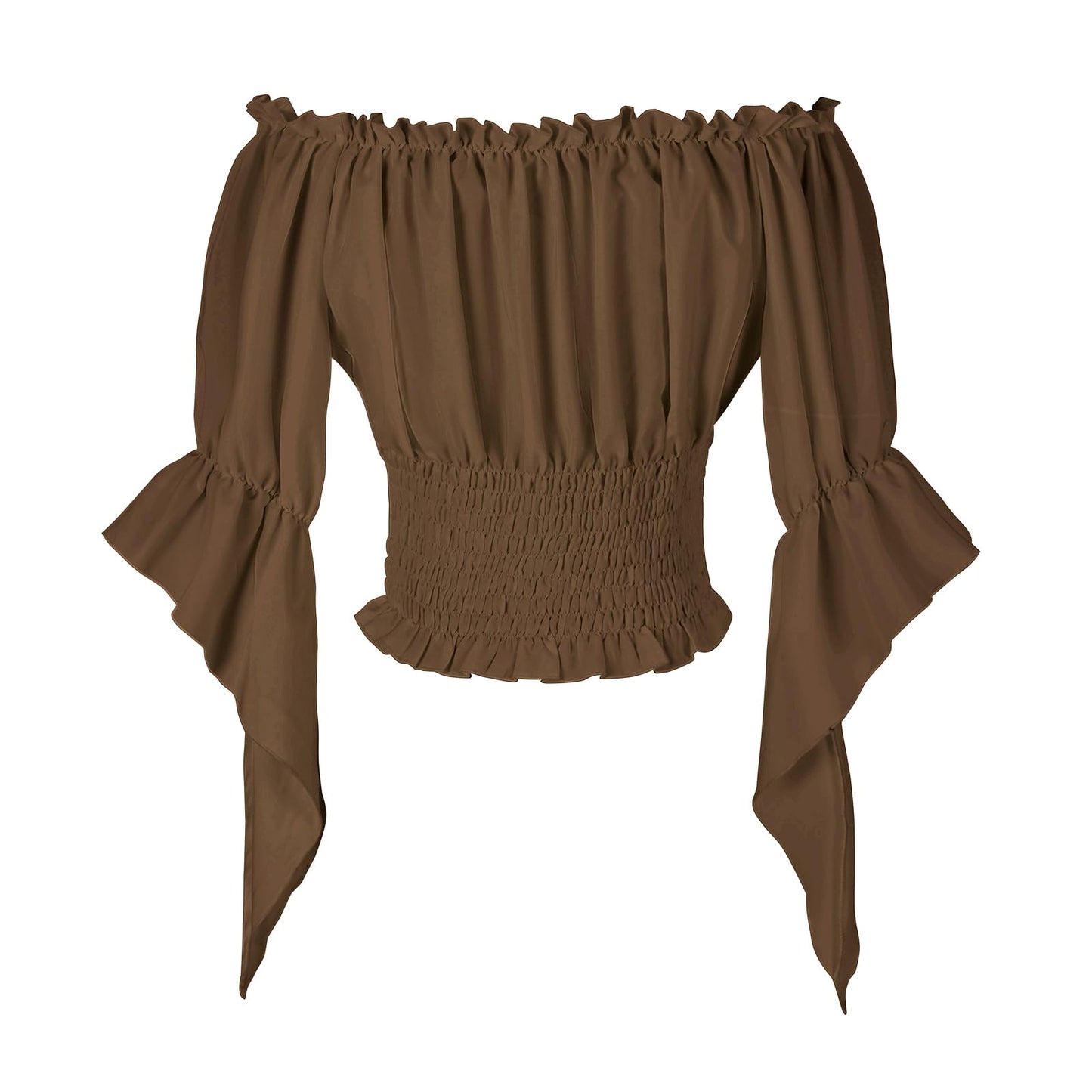 Womens Renaissance Peasant Blouse Off Shoulder Trumpet Sleeve Tops