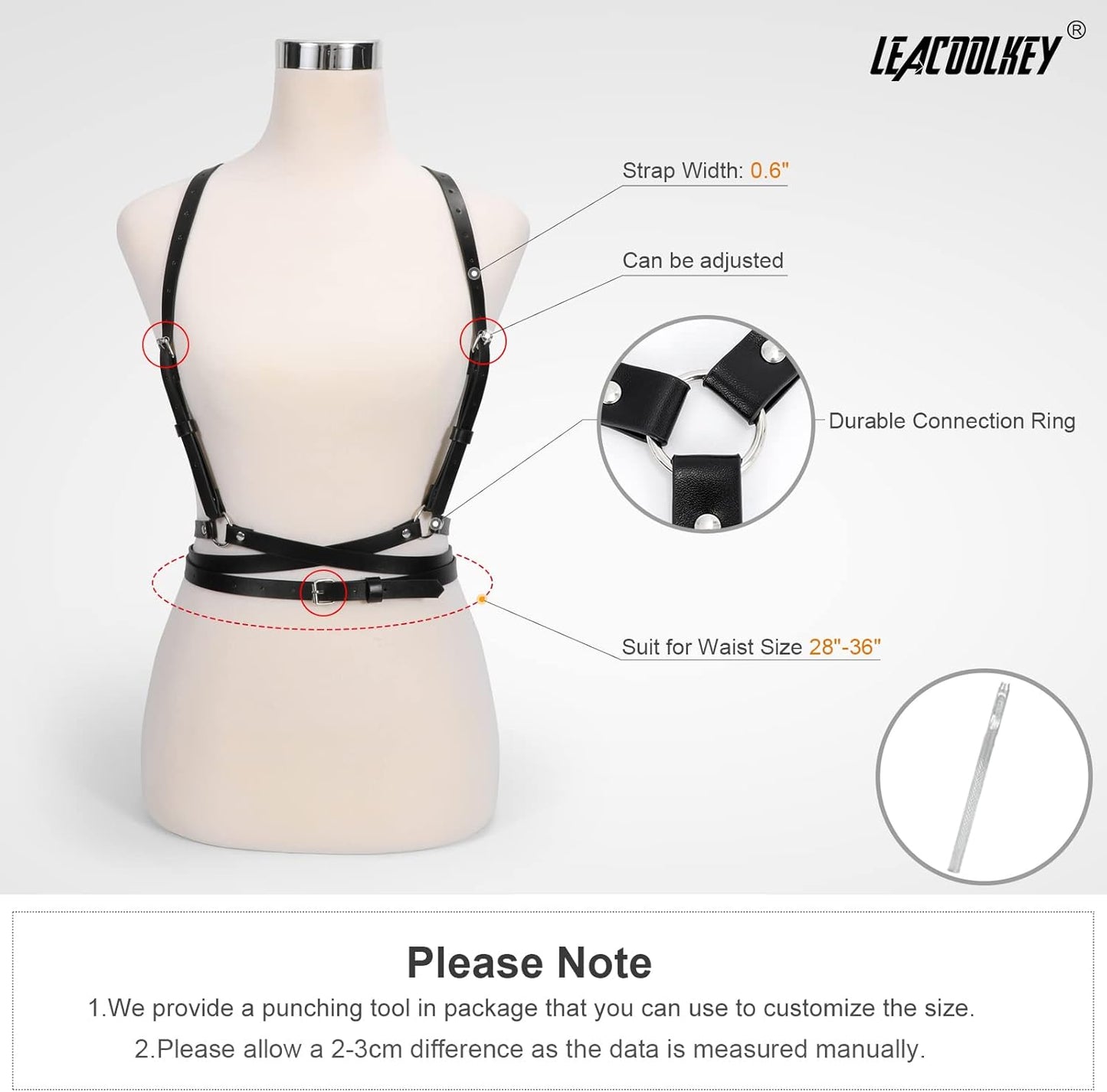 LEACOOLKEY Women Black Tied Waspie Belt, Lace-up Cinch Belt, Corset Elastic Waist Belt