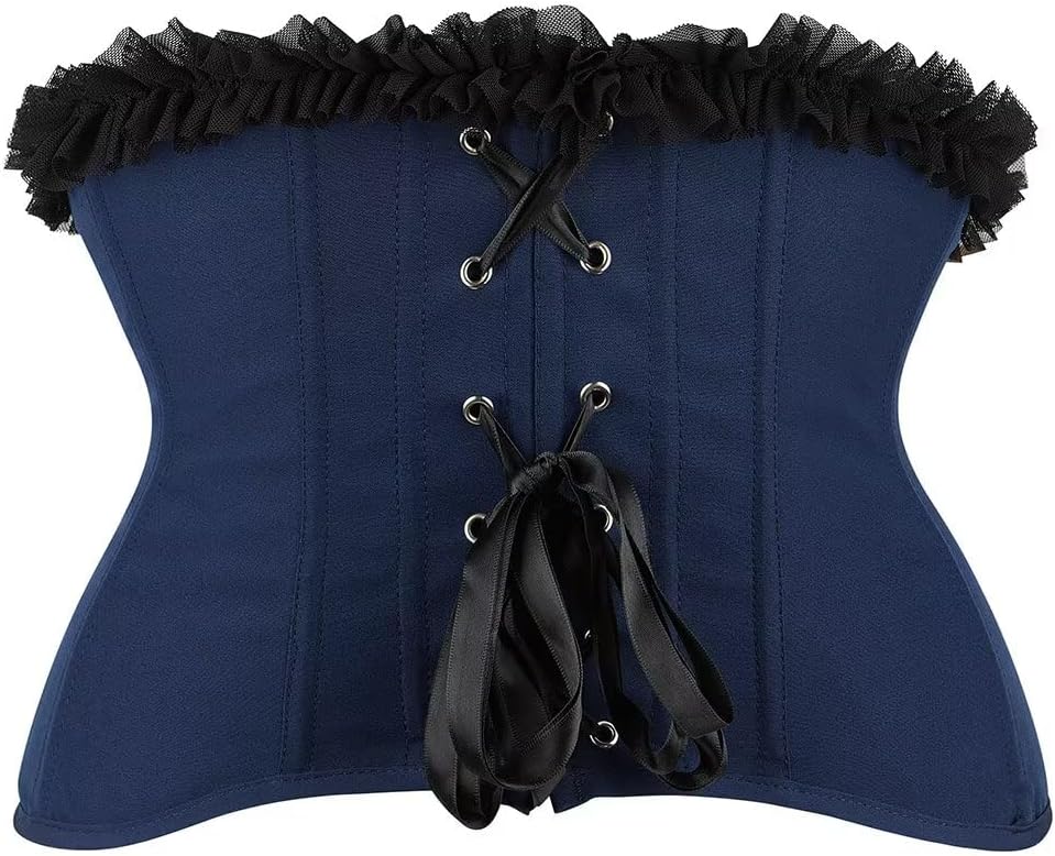 Jutrisujo Underbust Corset Top Bustier Women Lace up Boned Gothic Waist Trainer Fashion Plus Size