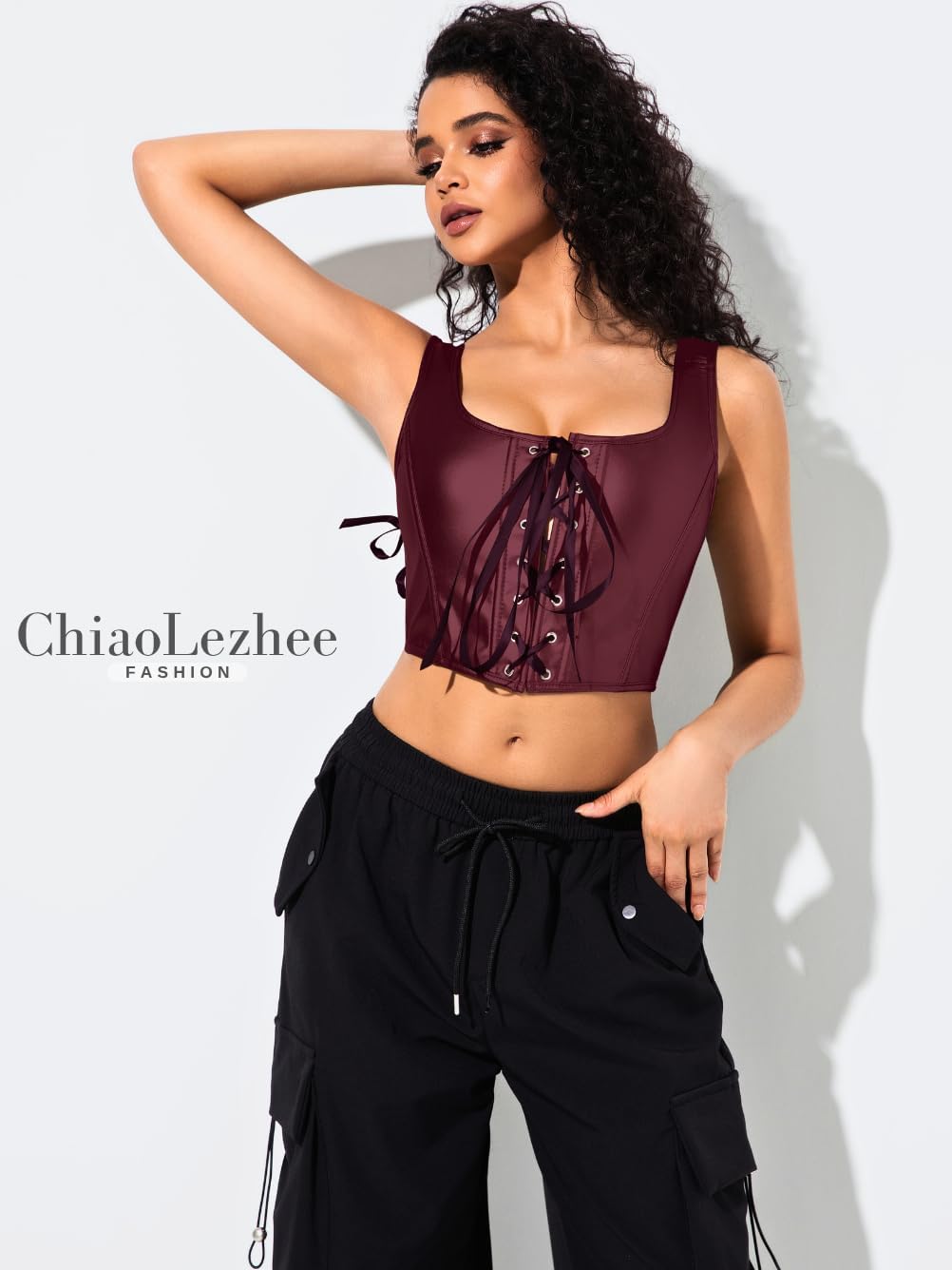 Renaissance Corsets Leather, Lace Up Overbust, S-6XL Sexy Tops