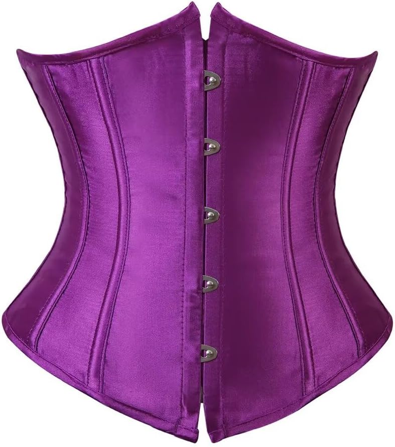 Jutrisujo Corset Underbust Lace up Boned Brocade Waist Training Plus Size