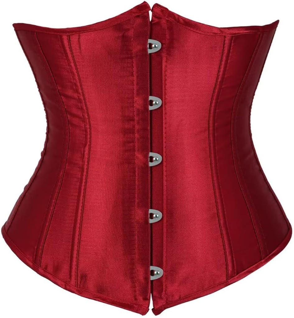 Jutrisujo Corset Underbust Lace up Boned Brocade Waist Training Plus Size