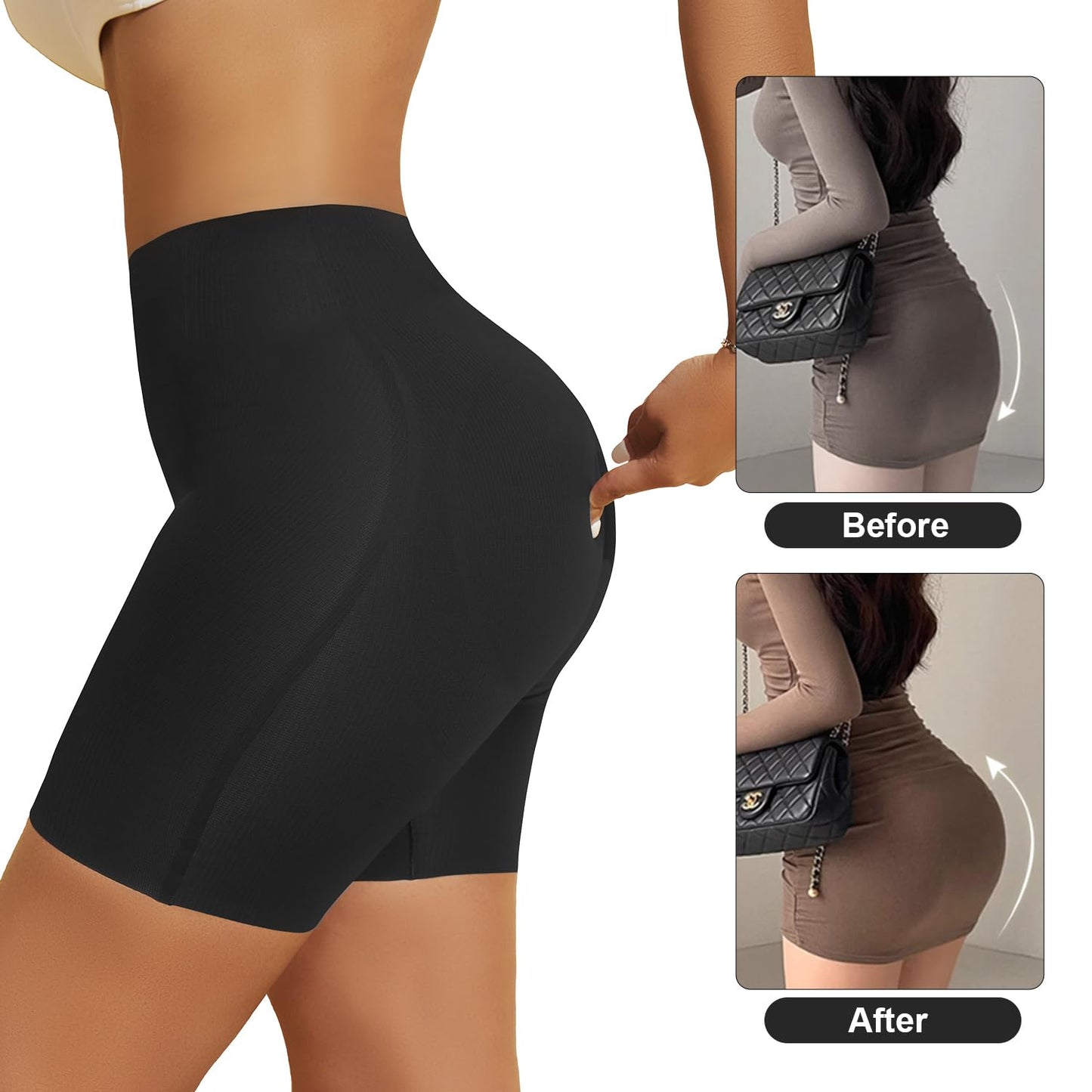 MOVWIN Padded Underwear for Women Tummy Control Shapewear Shorts Butt Lifting Panties Seamless Butt Pads for Bigger Butt
