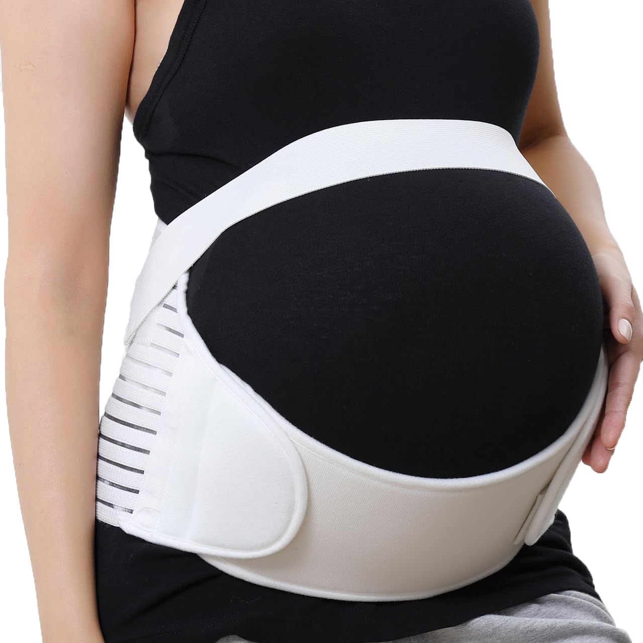 NeoTech Care Pregnancy Support Maternity Belt, Waist/Back/Abdomen Band, Belly Brace (Size M, Black Color)