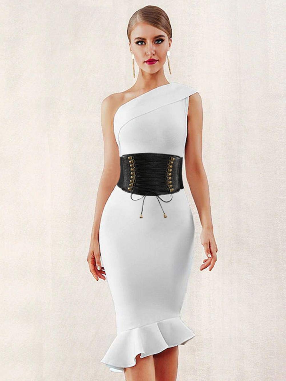 VOCHIC Womens PU Leather Belt High Waist Cincher Belt Corsets for Waist Training Wide Belt