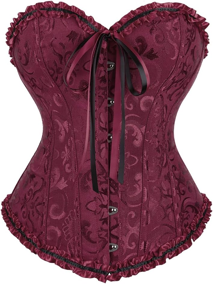 Zhitunemi Black Corset Top for Women Pirate Corsets Shapewear Steampunk Corset Overbust