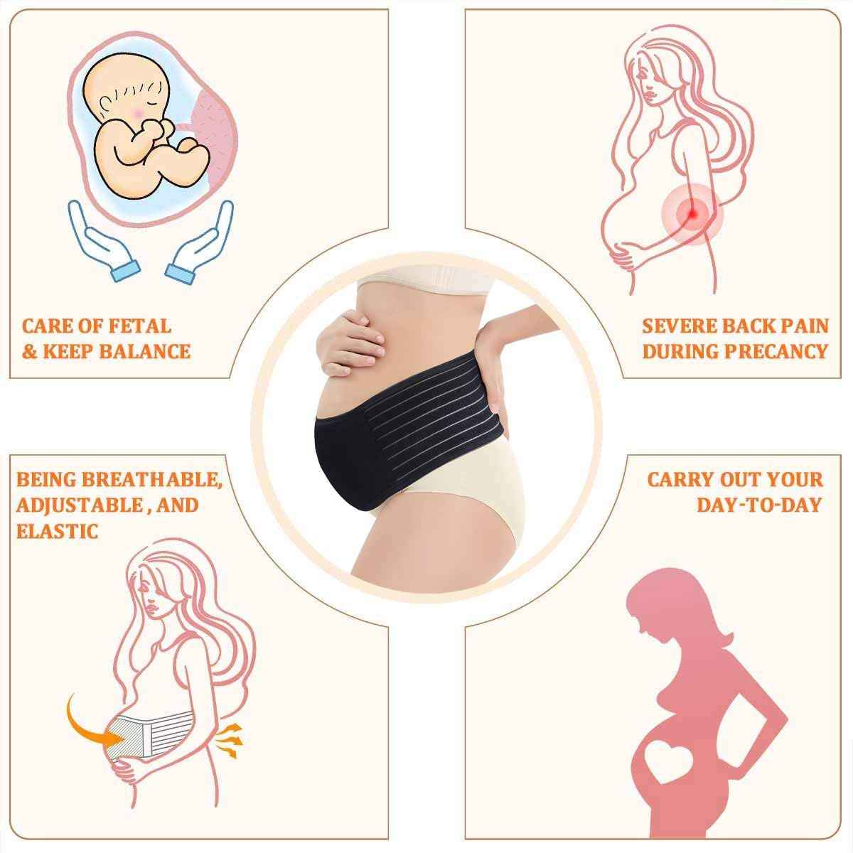 Belly Band for Pregnancy Maternity Belt Pregnancy Support Belt Bump Band Abdominal Brace Belt - Relieve Lower Back, Pelvic and Hip Pain (Black/One size)