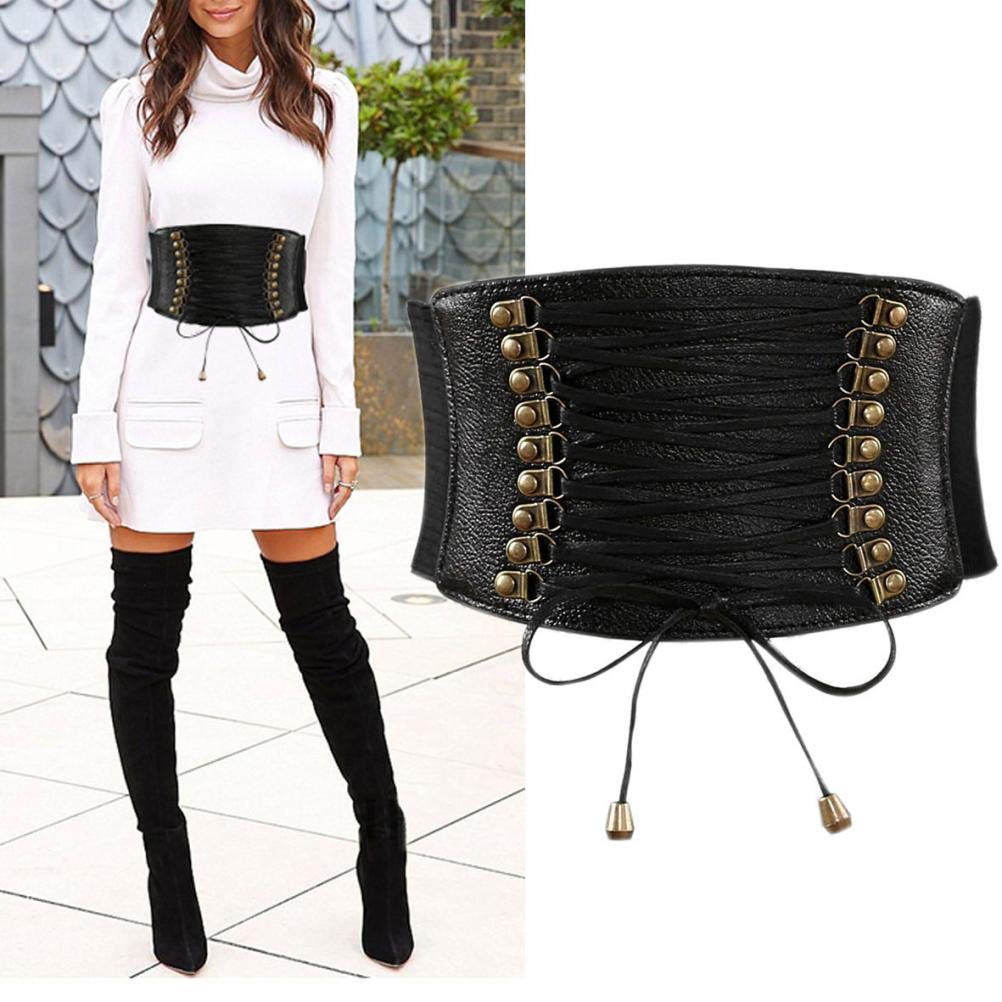 VOCHIC Womens PU Leather Belt High Waist Cincher Belt Corsets for Waist Training Wide Belt