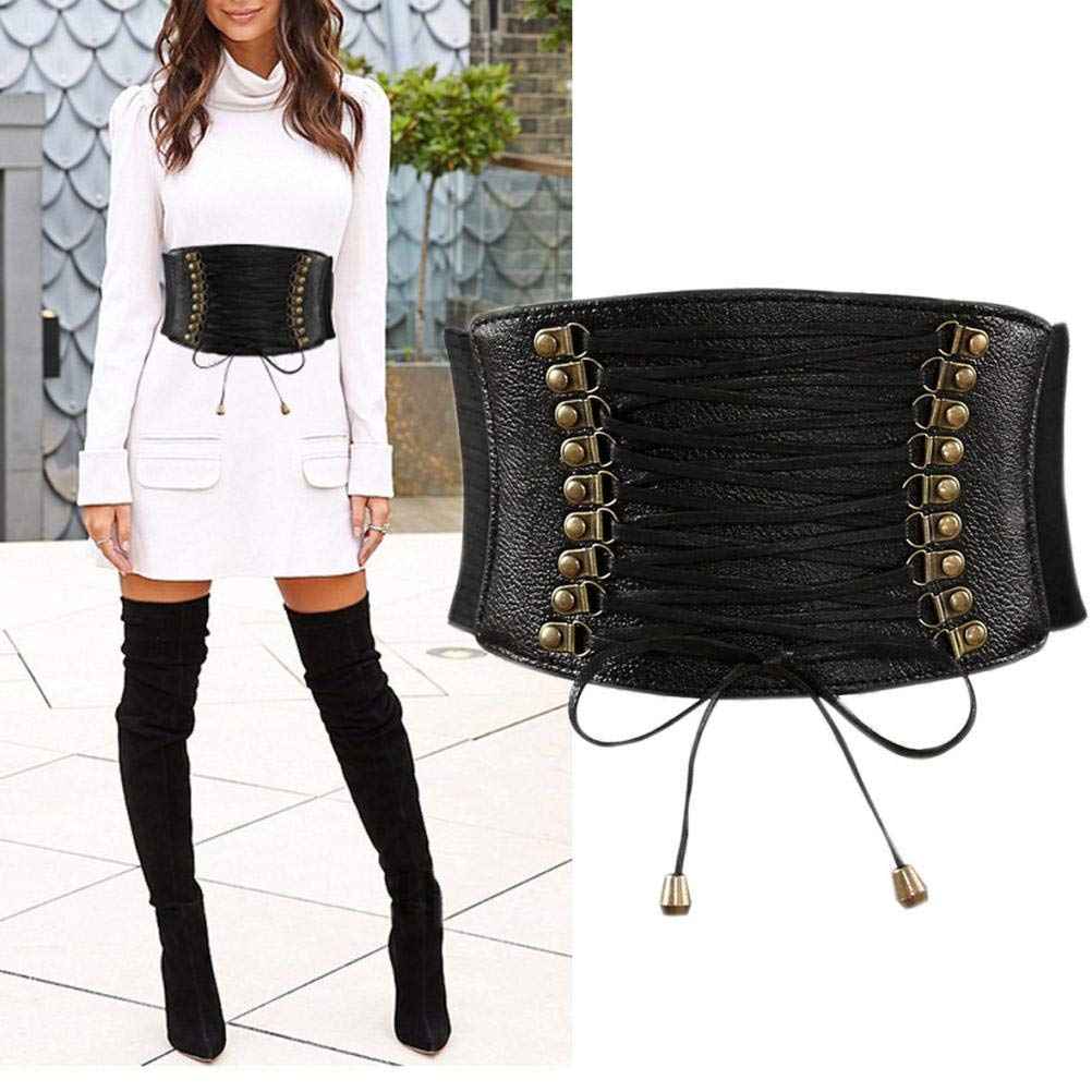 VOCHIC Womens PU Leather Belt High Waist Cincher Belt Corsets for Waist Training Wide Belt
