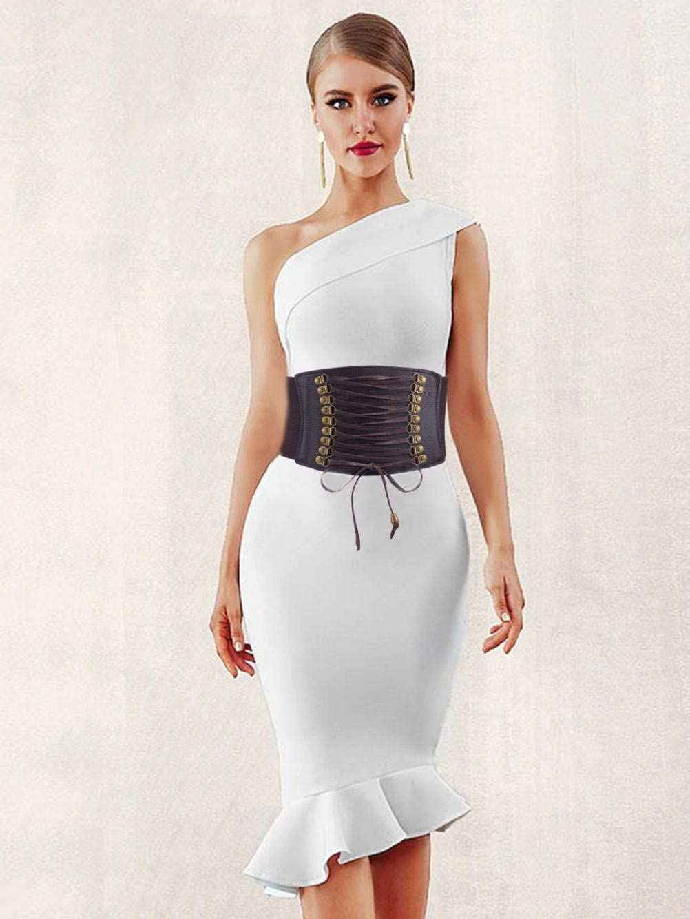 VOCHIC Womens PU Leather Belt High Waist Cincher Belt Corsets for Waist Training Wide Belt