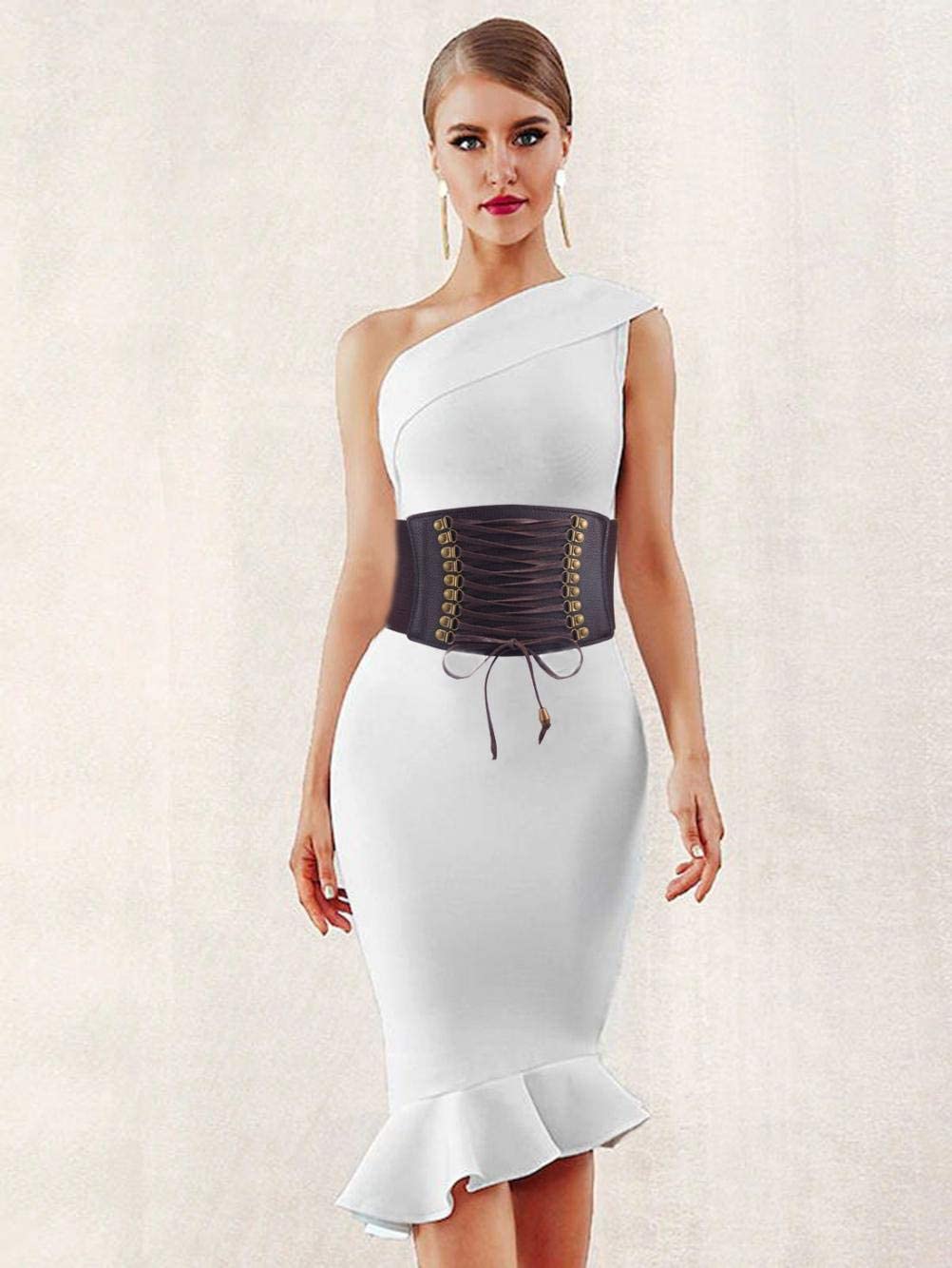 VOCHIC Womens PU Leather Belt High Waist Cincher Belt Corsets for Waist Training Wide Belt