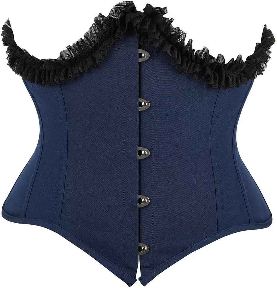 Jutrisujo Underbust Corset Top Bustier Women Lace up Boned Gothic Waist Trainer Fashion Plus Size
