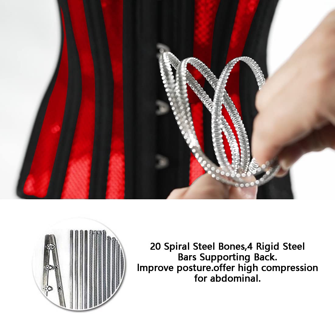 Women Heavy Spiral 26 Steel Boned Underbust Corset Satin Heavy Duty Waist Training Shaper Cincher