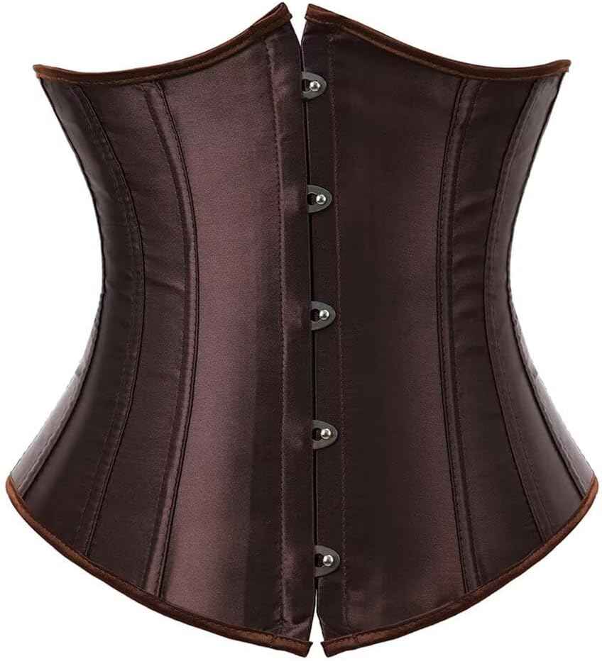 Jutrisujo Corset Underbust Lace up Boned Brocade Waist Training Plus Size