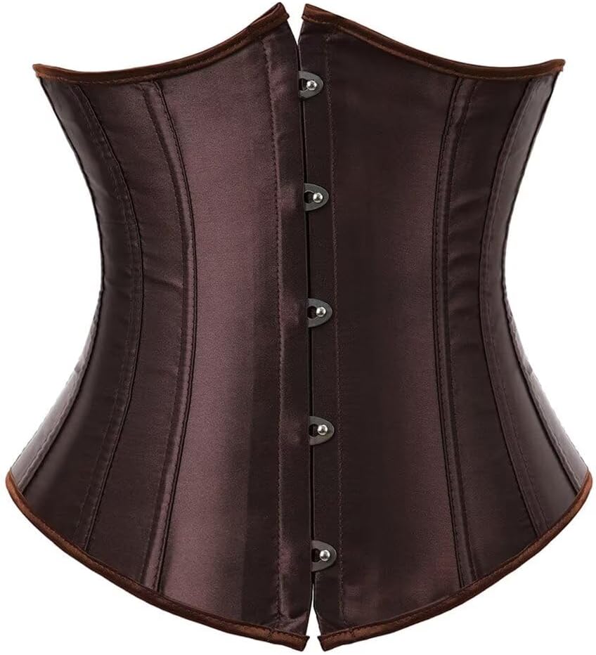 Jutrisujo Corset Underbust Lace up Boned Brocade Waist Training Plus Size