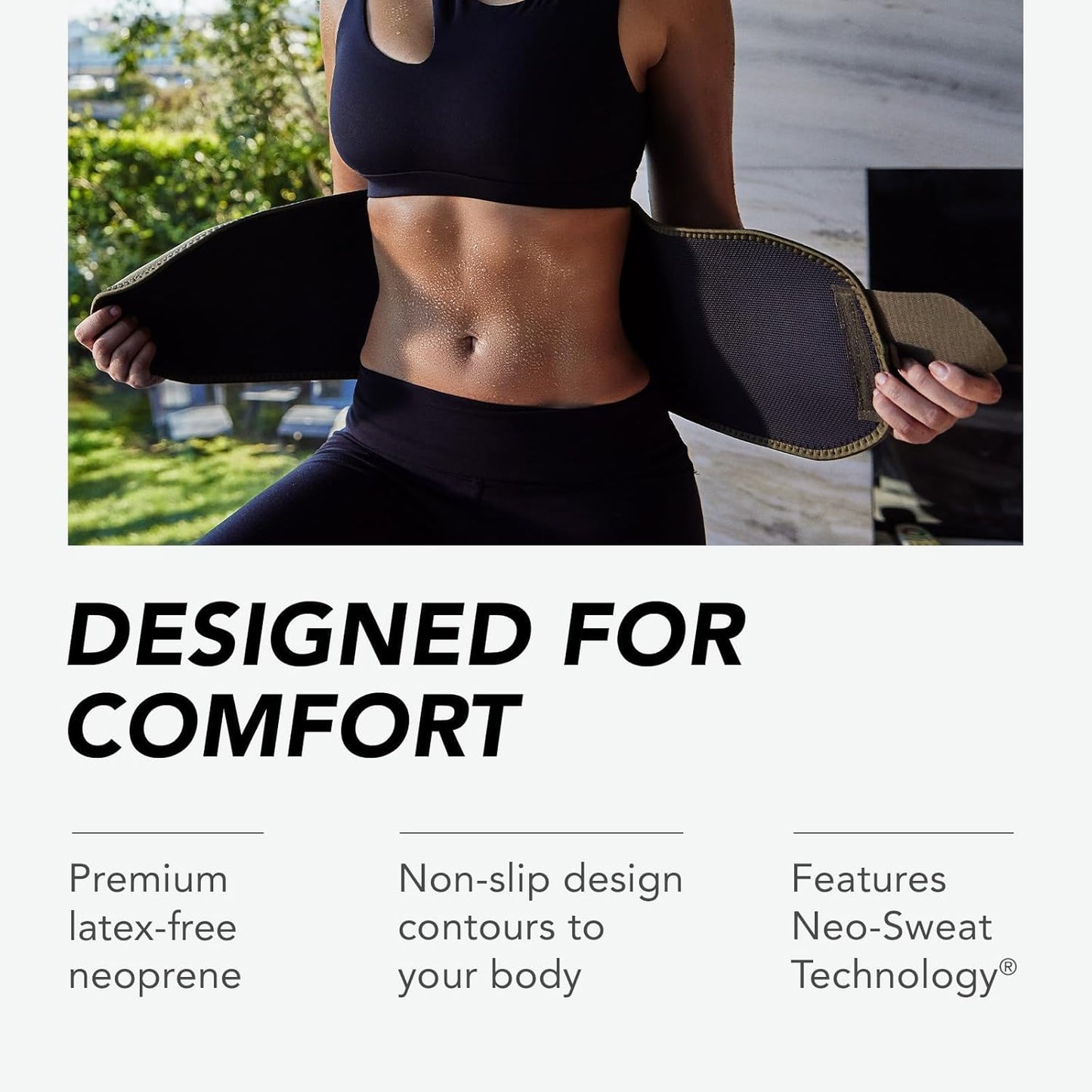 Sports Research® Sweet Sweat Waist Trimmer - Premium Sweat Enhancing Fitness Belt for Women & Men - 5 Adjustable Sizes