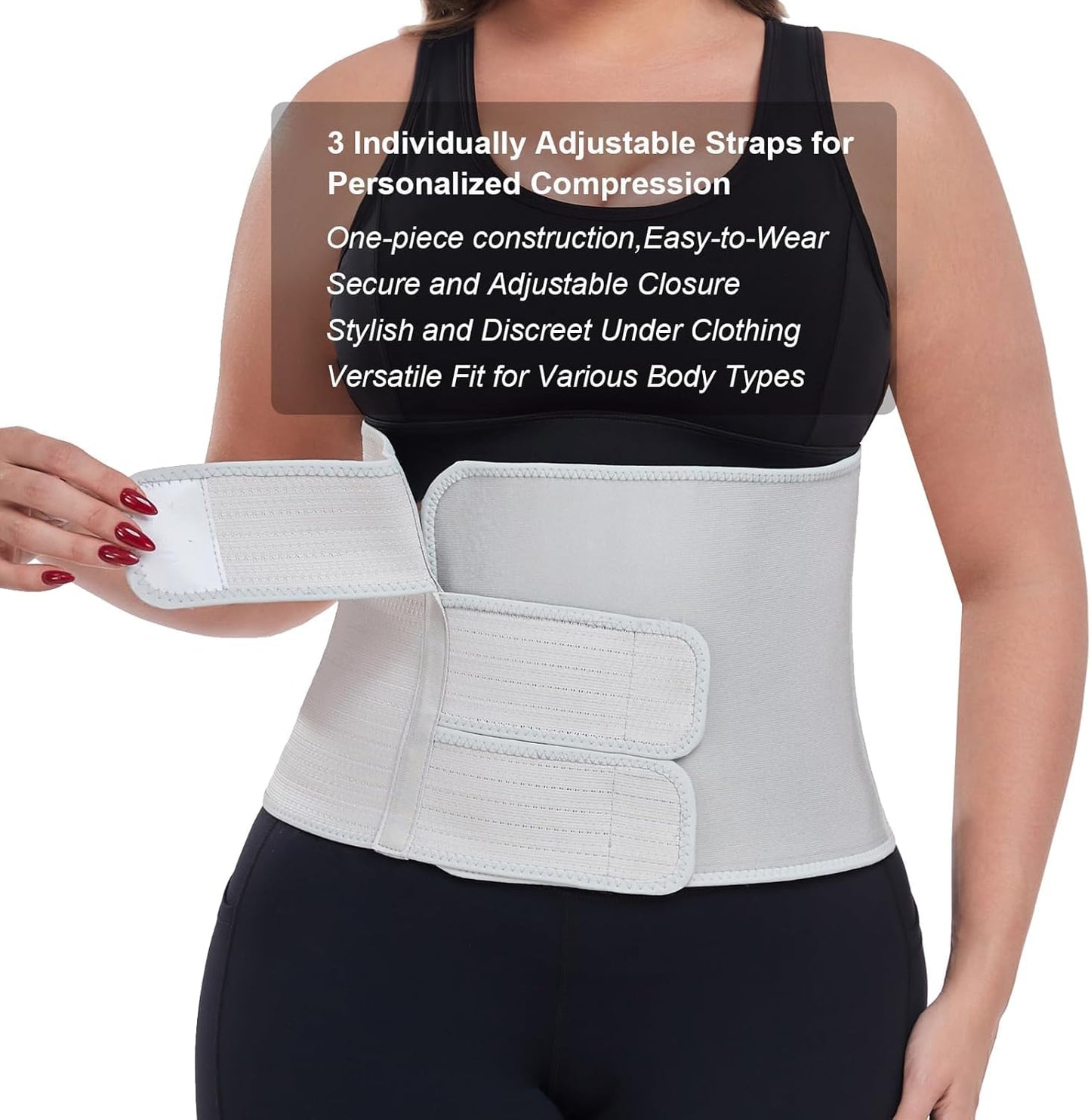 Postpartum Recovery Abdominal Binder Belly Band for Natural Delivery & C-Section Recovery, 9" High Compression Wrap