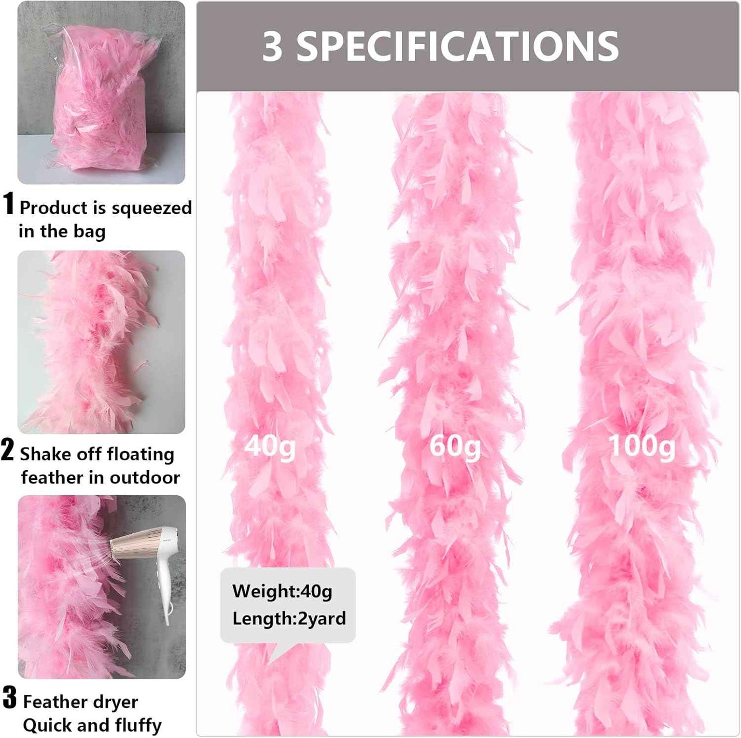THARAHT 19 Color- 40/60/100g 2Yard Chandelle Feather Boa Dancing Wedding Party Halloween Costume Decoration Feathers boa