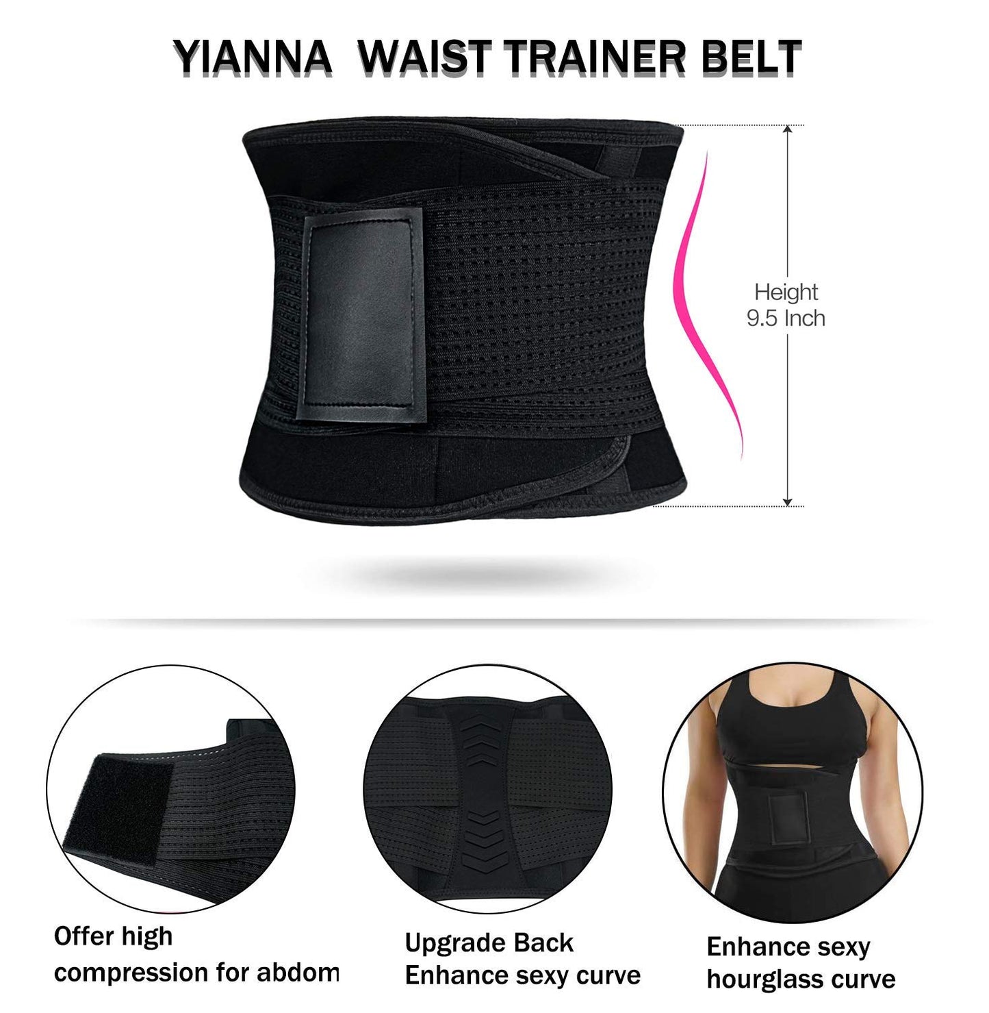 YIANNA Waist Trainer Belt for Women Waist Trimmer Weight Loss Workout Fitness Back Support Belts